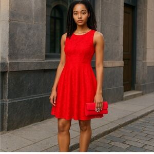 Unbranded beautiful red lace dress with sweetheart neckline! New